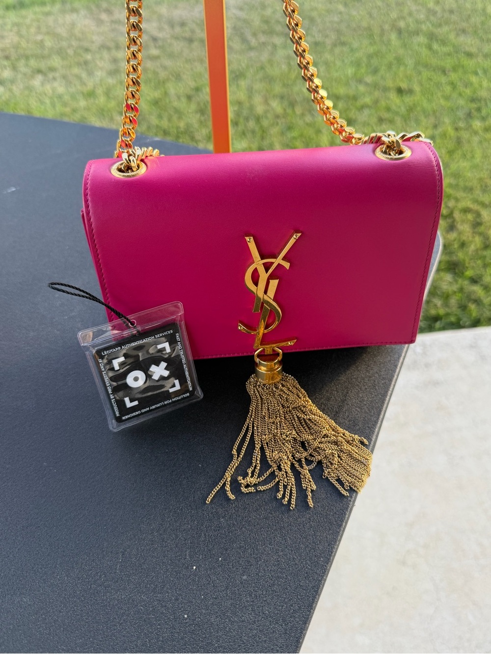Saint Laurent Hot Pink Leather Tassel Chain Wallet with Gold Hardware - Picture 16 of 16
